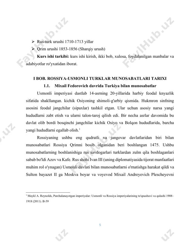 ganida aniqlandi. qora dengizga chiqish rossiya uchun alohida iqtisodiy, mudofaa va strategik ahamiyatga ega edi. eng muhim vazifa qora dengiz bo'g'ozlari - bosfor va dardanellarning eng qulay rejimini ta'minlash edi. rus savdo kemalarining ular orqali erkin o'tishi davlatning keng janubiy viloyatlarining iqtisodiy rivojlanishi va gullab-yashnashiga yordam berdi. 1.2. mojaroning kuchayishi. rossiya-turkiya o’rtasidagi diplomatik aloqalar 1701 yilda konstantinopolda rossiya elchixonasi ochilganda o'rnatildi. ikki tomonlama davlatlararo aloqalar besh asrdan ko'proq vaqtdan beri mavjud bo'lsa-da, tarixchilar knyaz ivan iii ning 1492 yil 30 avgustda usmonli sultoni bayazet ii ga yuborgan dengiz savdosi haqidagi xabariga tayanadilar. iqtisodiy hamkorlik sovuq urush tugaganidan beri rossiya-turkiya munosabatlarining o'ziga xos belgisiga aylandi. sovuq urush davrida va undan oldingi yillarda ikki davlat oʻrtasidagi munosabatlarga xos boʻlgan mojarolar va oʻzaro ishonchsizlik sharoitida oʻzaro tovar ayirboshlashning keyingi kengayishi, sarmoyalarning koʻpayishi va gumanitar aloqalarning mustahkamlanishi ikki tomonlama munosabatlarning rivojlanishiga katta hissa qoʻshdi. 2020 yil holatiga ko'ra, turkiya rossiyaning ettinchi yirik savdo sherigi …