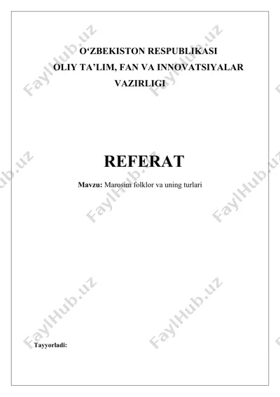 marosim folklor va uning turlari — DOCX