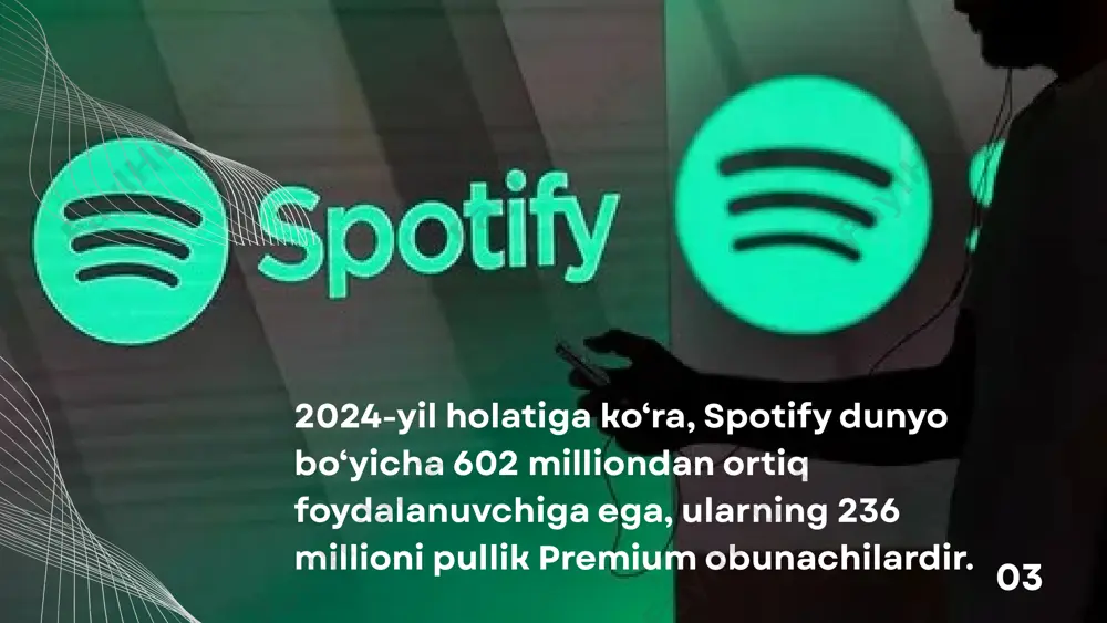 toblar) spotify 2023-yildan audio kitoblar xizmatini yo‘lga qo‘ydi. bu premium foydalanuvchilarga qo‘shimcha qiymat yaratadi va yangi daromad yo‘lini ochadi. 10 xarajatlar tahlili (cost analysis) spotify faoliyati davomida katta miqdordagi xarajatlar qiladi. asosiy yo‘nalishlar quyidagilar: 2.1. litsenziya va kontent to‘lovlari (≈ 65–70%) spotify yirik musiqa kompaniyalariga (universal, warner, sony) pul to‘laydi. har bir qo‘shiqni tinglagan foydalanuvchi uchun spotify o‘rtacha $0.003–$0.005 to‘laydi. yillik kontent to‘lovi $8+ milliard atrofida. bu xarajat spotify’ning foyda olishini qiyinlashtiradi. 2.2. tadqiqot va rivojlantirish (r&d) ai tavsiyalar, shaxsiy dj, algoritmlar, mobil ilova funksiyalari uchun katta mablag‘ ajratiladi. spotify texnologik ustunlikni saqlash uchun doimiy yangilanishga sarmoya qiladi. 2.3. marketing va reklama spotify brendini targ‘ib qilish, yangi foydalanuvchilar jalb etish uchun yillik reklama va kampaniyalarga sarmoya kiritadi. masalan: spotify wrapped, billboard kampaniyalari, mashhur shaxslar bilan hamkorliklar. 2.4. podcast kontent xarajatlari spotify o‘ziga tegishli podkastlar ishlab chiqadi (masalan, joe rogan bilan eksklyuziv shartnoma). kontent xarajatlari an’anaviy musiqiy litsenziyalarga qaraganda arzonroq, lekin …