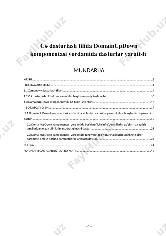 shiradi. hozirgi kunda kompyuter va axborot texnologiyalari taraqqiyotida katta yutuqlarga erishilmoqda. mamlakatimizda xalq xo’jaligi tarmoqlarida: ishlab chiqarish jarayonlari, ofis ishlari, bank operasiyalari, axborot almashinuv jarayonlari, milliy xizmat ko’rsatish muassasalari, ilmiy tadqiqot ishlari, texnikalarni avtomatik va masofadan boshqarish masalalari, ommaviy axborot vositalari, tibbiyot maskanlaridagi jarayonlarda kompyuterlar va axborot texnologiyalari muvaffaqiyatli qo’llanilmoqda. hozirgi vaqtda bir qancha dasturlash tillari mavjud bo’lib, ular har xil sohaga doir masalalarni hal qilishda ishlatiladi. insoniyat o’zining tarixiy taraqqiyoti jarayonida har xil ish qurollarini yaratgan. bu ish qurollari uning jismoniy mеhnatini yengillashtirishga xizmat qilgan. bularga oddiy bolta, tеsha, arradan tortib hozirgi zamon qudratli mashina va traktorlarini misol sifatida kеltirish mumkin. i bob nazariy qism 1.1 zamonaviy dasturlash tillari kompyuterda dasturlash bu–kompyuter mikroprotsessori uchun turli buyruqlar berish, qachon, qayerda nimani o'zgartirish va nimalarni kiritish yoki chiqarish haqida buyruqlar berishdir. ushbu maqolada, qanday dasturlash tillari borligi, eng keng tarqalgan dasturlash tillari va ularning farqi. hamda, dasturlashni o'rganish yo'llari haqida suhbatlashamiz …