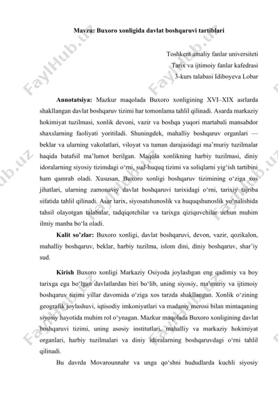buxoro xonligida davlat boshqaruvi tartiblari — DOCX