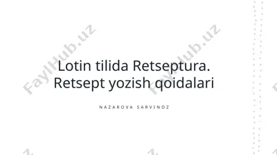 retseptura. retsept yozish qoidalari — PPTX