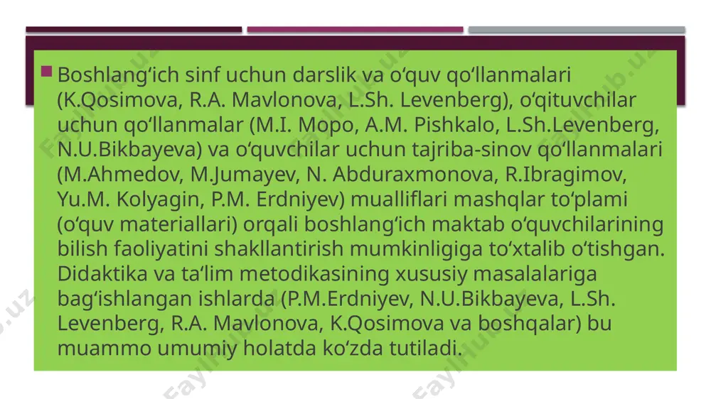 nday tezlik tezlik bilan harakatlangani ma’lummi? 4.necha soat yo’l yurganichi? 5.bizdan nimani toppish talab qiliniyapti? 6.biz uni topa olamizmi? 7.qaysi amal bilan? 8.biz nimani topdik? 9.javobni to’liq ayting. bunda o’qituvchi tomonidan quyidagi ishlar amalga oshirilishi kerak: 1. tayyorgarlik ishlari . 2. mashq matnini tushuntirish ishlari. 3. mashqni tahlil etish, uni yechish yo’lini izlash va yechish rejasini tuzish. 4. yechim va javobini yozish. 5. mashq yechilgandan so’ng uning ustida ishlash. harakatga doir masalalarni asosan 3 ta shart asosida yechiladi: 1.qisqa shart 2.grafikli yoki chizmali 3.jadval asosida e’tiboringiz uchun raxmat image1.jpeg image2.png image3.png image4.png image5.png image6.png image7.png /docprops/thumbnail.jpeg