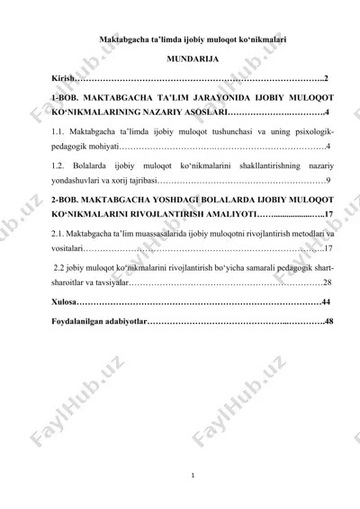 maktabgacha ta’limda ijobiy muloqot ko‘nikmalari — DOCX