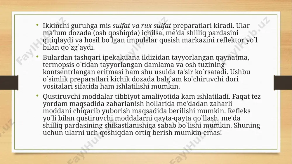 qustiruvchi va qusishga qarshi vositalar - Page 5