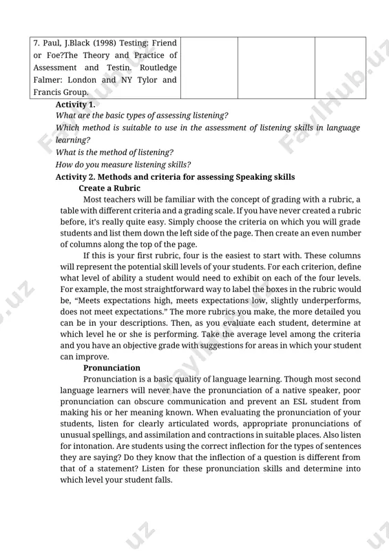 ills create a rubric most teachers will be familiar with the concept of grading with a rubric, a table with different criteria and a grading scale. if you have never created a rubric before, it’s really quite easy. simply choose the criteria on which you will grade students and list them down the left side of the page. then create an even number of columns along the top of the page. if this is your first rubric, four is the easiest to start with. these columns will represent the potential skill levels of your students. for each criterion, define what level of ability a student would need to exhibit on each of the four levels. for example, the most straightforward way to label the boxes in the rubric would be, “meets expectations high, meets expectations low, slightly underperforms, does not meet expectations.” the more rubrics you make, the more detailed …