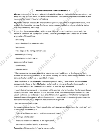 management processes and efficiency — DOC