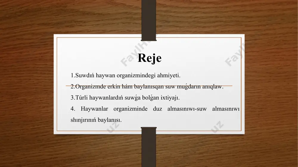 ıń ese, altıngugurt, temir, mıs hám yod júz ese, kaliy, mishyak, bor hám ftor on ese kóp toplandı. kremniy birikpelerine haywanlar hám gewektanlilar bay boladı. olar skeletiniń quramında kremniy 88% ge shekem bolıwı múmkin. ádebiyatlar 1.r.x.xaitov, b.z.zaripov, z.t.rajamurodov, "haywanlar fiziologiyası". darslik. toshkent, o’qituvchi-2005 yil. 2.d.e.eshimov, r.f.ro’ziqulov, "hayvonlar fiziologiyası fanidan amaliy laboratoriya mashǵulotlari”. o’quv qo’llanma. toshkent, ilm ziyo-2012 yil. image5.png image6.png image7.png image3.png image4.png