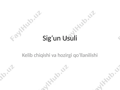 sig‘un usuli — PPTX