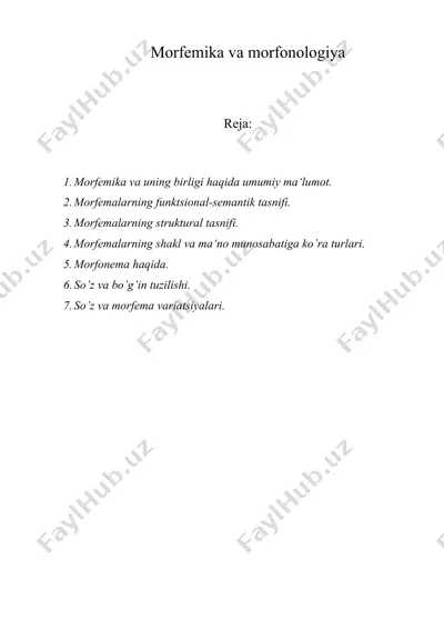 mоrfеmika va morfonologiya — DOC