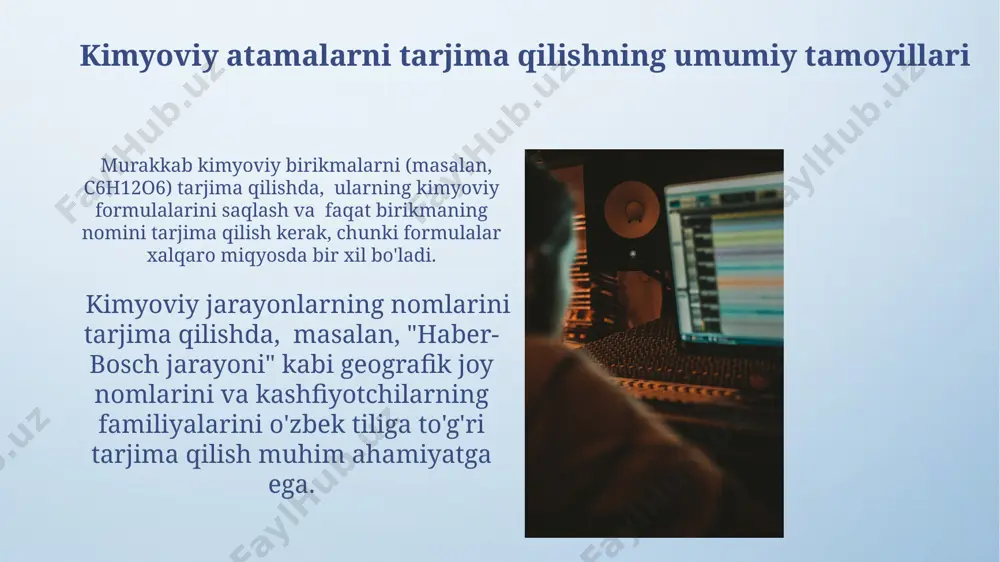 niq va bir xil tarjima qilinishi muhimdir. fergana vodiysidagi kimyo zavodlarida ishlatiladigan 30 ga yaqin maxsus texnologik jarayonlarning nomlarini tarjima qilishda, soha mutaxassislarining fikrlari hisobga olinishi kerak. e'tiboringiz uchun rahmat @taqdimot_robot image4.png image5.jpg image6.jpg image7.jpg image8.jpg image9.jpg image10.jpg image11.jpg image12.jpg image13.jpg image14.jpg image15.jpg image16.jpg image3.jpeg
