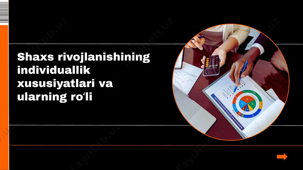 viduallik: van gogning o‘ziga xos cho‘tka uslubi va yorqin ranglari. bu uslub uni boshqa rassomlardan ajratib turadi. qo‘shiqchi elton jonning sahnadagi o‘ziga xos kiyimlari va musiqiy ijrosi. 2. o‘qish va ta’limda individuallik: bir o‘quvchi matnni eshitib yaxshi o‘rganadi, boshqasi esa rasm va grafikalar orqali tushunadi. bu har birining o‘ziga xos o‘qish uslubidir. sinfda bir o‘quvchi doim aniq fanlarga qiziqsa, boshqasi san’at va adabiyotga ko‘proq e’ tibor beradi. 3. sportda individuallik: muhammad alining boks uslubi va ringdagi xarizmasi uni boshqa bokschilardan ajratib turadi. lionel messi va kylian mbappening futbol o‘ynash uslublari o‘ziga xosdir. 4. shaxsiy xatti-harakatlarda individuallik: bir inson gaplashayotganda doimo qo‘llarini ishlatadi, boshqasi esa mimikalar orqali o‘z fikrini ifodalaydi. ba’zi insonlar muammolarni faqat mantiq asosida hal qilishni yoqtiradi, boshqalar esa hissiyotlarga asoslanadi. individ va shaxs. individ va shaxs tushunchalari ijtimoiy va psixologik kontekstda asosiy o'rin tutadi. individ – bu biologik va psixologik jihatdan o'ziga xos shaxs, o'ziga xos xususiyatlari va …