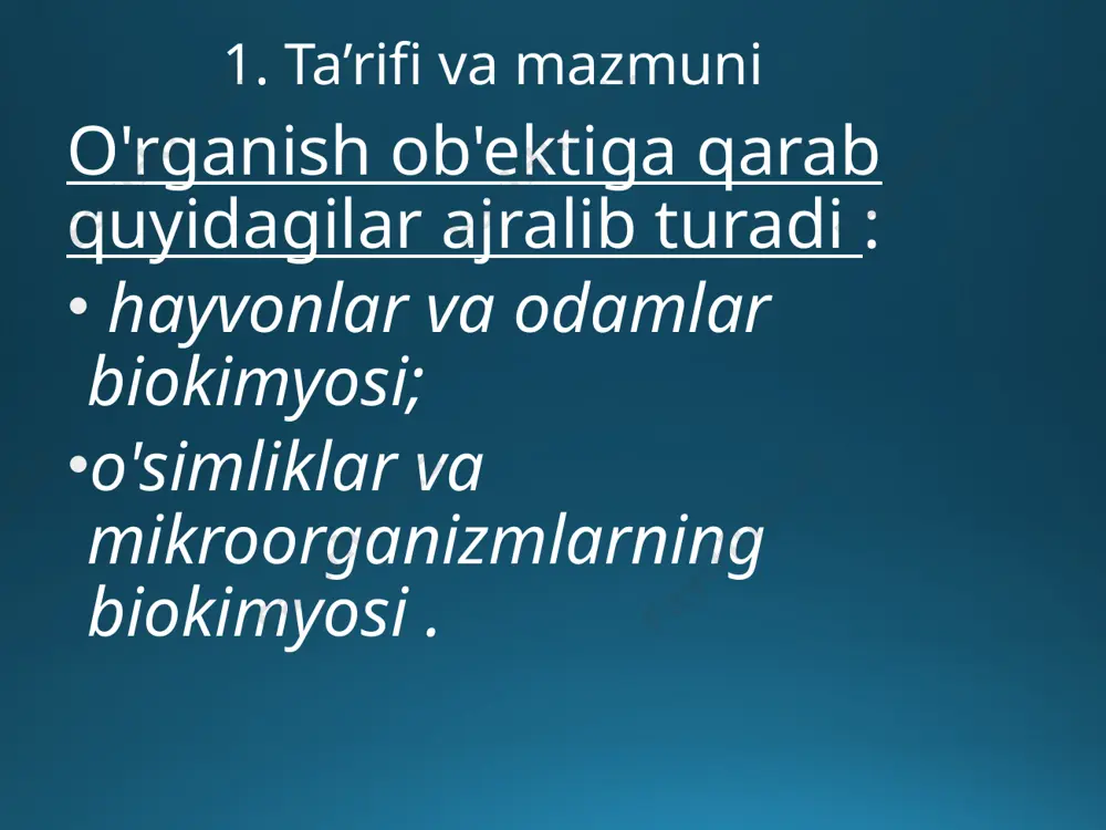 vvur qilish , ularning kutilgan xususiyatlarini belgilash va molekulalar orasidagi reaktsiyalarni kuzatish imkonini beruvchi kompyuter dasturlariga asoslangan . 20- asrning o'rtalarida kashf etilgan va asr oxiriga kelib barcha fermentlar allaqachon kashf etilgan degan e'tiqod tarqaldi. an'anaviy kimyoviy tahlil va fermentlarni biomassadan tozalash faqat tirik materiyada nisbatan ko'p miqdorda mavjud bo'lgan oqsillarni olish imkonini beradi. inson genomining tuzilishini aniqlash 21- asr boshlarida ma'lum bo'lgan taxminan bir xil miqdordagi ilgari noma'lum bo'lgan fermentlar va ularning o'rganilmagan mahsulotlarini aniqladi . xromatografiya xromatografiya [gr. hr ö matos bilan − rang + grafik ö − yozish] - moddalar va ularning aralashmalarini ajratish, tahlil qilish va fizik-kimyoviy tadqiq qilish usuli . ajraladigan moddalar ikki aralashmaydigan fazalar orasida taqsimlanadi (har bir fazadagi nisbiy eruvchanligiga qarab): harakatlanuvchi va statsionar. statsionar - inert tashuvchida bog'langan qattiq faza yoki suyuqlik; mobil - gaz yoki suyuq faza ( eluent ). 20- asrning oʻrtalaridan to hozirgi kungacha xromatografiya jadal rivojlandi va eng …