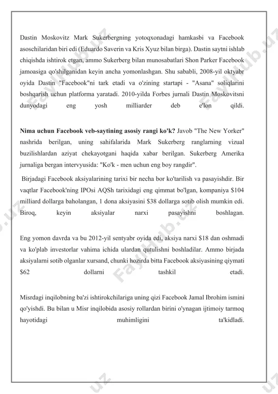 z bo'lish tarjimasini bildiradi. amerikalik psixologlar hatto fad ("facebook"ga qaramlik) atamasini ham kiritdilar, bu yangi narkomaniya turini anglatadi! facebook eng ko'p tashrif buyuriladiganlar soni bo'yicha uchinchi o'rinni egallaydi. ko'pincha, faqat brauzer yoki pochta ishga tushiriladi. o'rtacha, har bir fb foydalanuvchisi tegishli dasturni kuniga taxminan 14 marta ochadi! va foydalanuvchilarning 80 foizga yaqini o'zlarining ertalablarini qahva bilan emas, balki fb bilan boshlashadi. to'g'ri, bu ishdan keyin ular nimani qidirmoqdalar, umuman tushunarsiz. taxminan 35 million kishi ertalab kiradi. berlin universiteti olimlari bitta qiziq narsani payqashdi. facebook foydalanuvchilarining taxminan 1/3 qismi ijtimoiy tarmoqqa tashrif buyurganidan keyin befarqlik hissi bilan yashaydi. haqiqat shundaki, do'stlarning ilhomlantiruvchi suratlarini tomosha qilgandan so'ng, odamlar o'zlarining hayotlaridan norozi bo'lishadi. hatto jiddiy ruhiy tushkunlik va o'z-o'zidan shubhalanishga ham duch keladi. sayyoramizning har bir fuqarosi tanishlar zanjiri orqali boshqa odam bilan tanishadi degan go'zal bir nazariya mavjud. odatda bu zanjir 5-6 kishidan iborat. ammo facebookda bu ketma-ketlik yanada qisqaroq bo'ldi. milanlik …