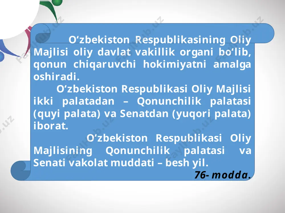 o‘zbekiston respublikasida qonun chiqaruvchi organ 8-sinf - Page 5