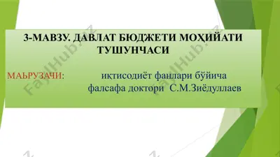 davlat byujetining mohiyati tushunchasi — PPTX