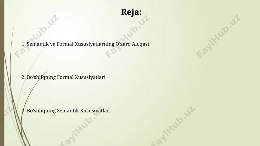 niqlashtirishda muhim ahamiyat kasb etadi. bo'shliqning formal xususiyatlari bo'shliqning formal xususiyatlariga 3 ta sintaktik pozitsiya, masalan, fe'lning oldidan, orqasidan yoki undan keyingi gap bo'lagi sifatida, o'zbekiston tilshunosligida aniqlangan. bo'shliqlarning uzunligi o'rtacha 2-5 so'z oralig'ida bo'lib, ba'zan 10 so'zgacha yetishi mumkin, bu esa matnning murakkabligini oshiradi, masalan, samarqanddagi tarixiy matnlarda. gapingdagi argumentlar strukturasi bo‘shliqdagi argumentlar strukturasi, masalan, 3 ta argumentli fe’l “bermoq” samarqand shahrida o‘tkazilgan tadqiqotda 2-argumentning yo‘qolishiga misol bo‘ladi. farg‘ona vodiysida o‘tkazilgan so‘rovnomalarda 70% javob beruvchilar bo‘shliqdagi 2 ta argumentli gap tuzilmalarini 1 ta argumentli gap sifatida talqin qilishgan. bo'shliqlarni tahlil qilish metodlari bo'shliqlarni tahlil qilishda 3-darajali ierarxik model, masalan, toshkent shahridagi binolarni o'rganishda 3 ta asosiy bo'shliq turi – ko'cha, kvartal va rayonlarni aniqlashga asoslangan. uzbekistanning andijon viloyati misolida, 10 ta turli xil qishloq joylaridagi bo'shliqlarni tahlil qilishda geografik ma'lumotlar tizimi (gis) va 5ta turli statistik usullar qo'llanilgan. e'tiboringiz uchun rahmat @taqdimot_robot image1.jpg image2.jpg image3.jpg image4.jpg image5.jpg image6.jpg image7.jpg