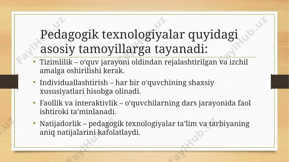 tarbiya fanini o‘qitishda qo‘llaniladigan umumpedagogik texnologiyalar - Page 4