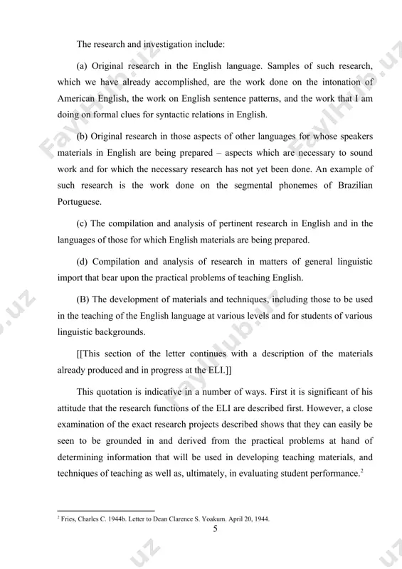 r inadequate, he developed a description that satisfied him. in other words, most of fries’s theoretical and descriptive projects arose out of issues that he encountered first in some aspect of his teaching. 1.2 language must be approached scientifically: the essence of science is prediction of disparate phenomena. fries wanted to make linguistics a science. he believed that the basis of science was prediction of disparate phenomena – for example, one uses the law of gravity to predict how objects fall. in language, he wanted to describe those aspects of the forms of language which best predicted the responses – particularly the recognition responses – of the listeners. in his model, the term recognition response is closely associated with meaning. for example, in linguistics and reading (fries 1963: 73) he refers to “the basic contrastive arrangements of the patterns of grammatical structure that regularly elicit recognition responses of grammatical or …