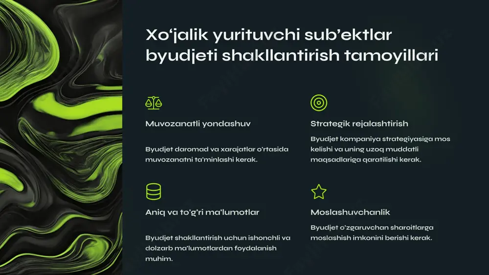 xo‘jalik yurituvchi sub’ekt byudjeti mohiyati va uni shakllantirish - Page 5