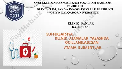 suffiksatsiya. klinik atamalar yasashda qo'llaniladigan atama elementlar — PPTX