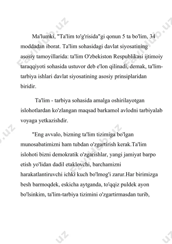 ri yog’lar uglevodlar oqsillarning gidrolizlanishiga va noorganik moddalar-tuzlar ,karbidlar,galogenlar,metalmaslarning galogenidlari va boshqalarning gidrolizlanishiga ham taaluqlidir. umuman, biror moddaga suv ta’sir ettirilganda, shu moddaning tarkibiy qismlari suvning tarkibiy qismlari bilan birikishiga olib boradigan har qanday reaksiya gidroliz deb ataladi.agar erituvchi suvdan boshqa modda (spirt,benzol,atseton,ammiak…) bo’lsa,bunday reaksiyalar solvoliz deyiladi. gidroliz so’zi yunoncha “gidro”-suv, “lizis”-parchalayman degan ma’noni bildiradi. gidroliz reaksiyalarini quydagicha umumiy tenglama bilan ifodalash mumkin: kat an +h2o↔kat oh+h an tuz+suv↔asos+kislota tenglamadan ko’rinibturibdiki,tuz suvda eriganda u suv molekulalari bilan reaksiyaga kirishib,yomon dissotsialanuvchi modda hosil qiladi,ya’ni gidroliz reaksiyasi natijasida eritmadagi [oh-] va [h+] ionlarning miqdori keskin o’zgaradi.aniqrog’i gidroliz natijasida eritmaning ph i o’zgaradi va bu o’zgarish harqanday tuz gidrolizinin gmexanizmi tushunishda, gidroliz tenglamasini tuzishda gidroliz reksiyalaridan amaliyotda foydalanishda asosiy ko’rsatgich hisoblanadi. masalan: fosfor(iii)xlorid pcl3suv bilan o’zaro ta’rir etib, fosfit kislota h3po3 bilan xlorid kislotani hosil qiladi: pcl3 + 3h2o = p(oh)3 + 3hcl ma’lumki, kislotalarni asoslar bilan neytrallab, tuzlar hosil qilish mumkin. demak, …