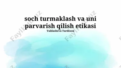 soch turmaklash va uni parvarish qilish etikasi — PPTX