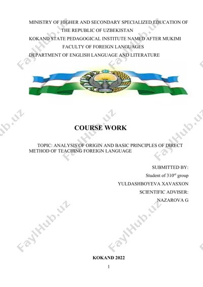analysis of origin and basic principles of direct method of teaching foreign language — DOCX