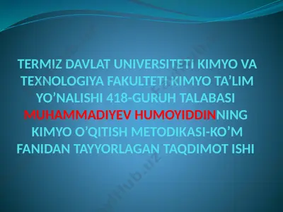 kimyo o'qitish metodikasi — PPTX