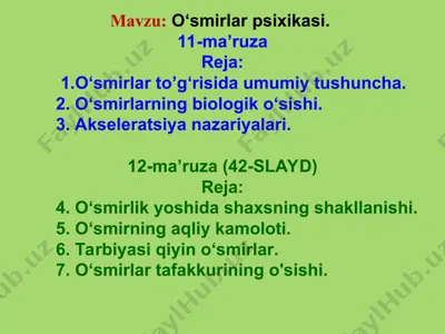 o‘smirlar psixikasi — PPT