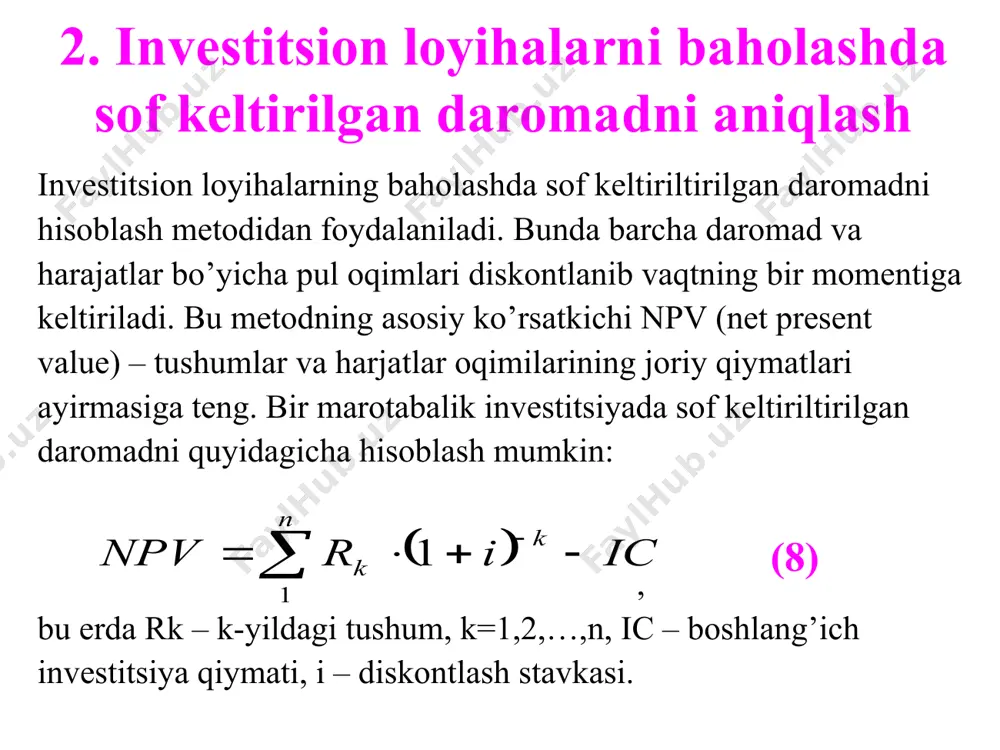 4-ma’ruza. investitsion loyihalarni baholash - Page 4