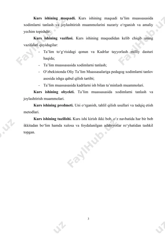 bilan rivojlantirish chora tadbirlari belgilangan. bu birinchidan mutaxassislar tayyorlash sifatiga bog‘liq bo‘lsa, ikkinchi tomondan o‘quv yurtining zamonaviy texnologiyalar bilan ta’minlanganligiga bog‘liq. kasb-hunar kolleji muhandis-pedagog hodimlari oldiga tayyorlanayotgan ishchi kadrlarga ilmiy dunyoqarashni, mehnatga ijodiy munosabatini tarkib toptirish ularda yuksak mehnat intizomini va madaniyatini, jamoa oldida burch his-tuyg‘ularini tarbiyalash kabi vazifalarni qo‘yadi. kadrlar tayyorlash milliy dasturi «ta’lim to‘g‘risida»gi o‘zbekiston respublikasi qonunqoidalariga muvofiq holda tayyorlangan bo‘lib, milliy tajribaning tahlili va ta’lim tizimidagi jahon miqyosidagi yutuqlar asosida tayyorlangan hamda yuksak umumiy va kasb-hunar madaniyatiga, ijodiy va ijtimoiy faollikka, ijtimoiy-siyosiy hayotda mustaqil ravishda mo‘ljalni to‘g‘ri ola bilish mahoratiga ega bo‘lgan, istiqbol vazifalarini ilgari surish va hal etishga qodir kadrlarning yangi avlodini shakllantirishga yo‘naltirilgandir. milliy dasturning asosiy maqsadi: ta’lim sohasini tubdan isloh qilish, uni o‘tmishdan qolgan mafkuraviy qarashlar va sarqitlardan to‘la xalos etish, rivojlangan demokratik davlatlar darajasida, yuksak manaviy va ahloqiy talablarga javob beruvchi yuqori malakali kadrlar tayyorlash milliy tizimini yaratishdir.[footnoteref:1] [1: khaydarov, s. a. (2021). …