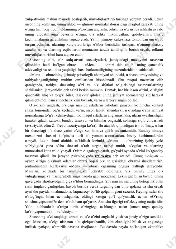 biror xonaga kirib kelgan insonning kim bo’lishidan qat’iy nazar, «assalomu alaykum» deb kelishi — norma; o’quvchining o’qituvchi bergan topshiriqlarni bajarishi lozimligi — norma; xotinning er hurmatini o’rniga qo’yishi, qaynonaga gap qaytarmaslik — norma; avtobusda yoki boshqa jamoat transportida kichikning kattalarga, nogironlarga o’rin bo’shatishi — norma va hokazo. bu normalarni ayrim-alohida odam ishlab chiqmaydi, ular bir kun yoki bir vaziyatda ham ishlab chiqilmaydi. ularning paydo bo’lishi ijtimoiy tajriba, hayotiy vaziyatlarda ko’pchilik tomonidan e’tirof etilganligi fakti bilan xarakterlanadi, har bir jamiyat, davr, millat va ijtimoiy guruh psixologiyada muhrlanadi. ijtimoiy normalarning u yoki bu davrda, u yoki bu toifa vakili bo’lmish shaxs tomonidan qay darajada bajarilishi yoki unga amal qilinayotganligi ijtimoiy sanksiyalar orqali nazorat qilinadi. ijtimoiy sanksiyalar - normalarning shaxs xulqida namoyon bo’lishini nazorat qiluvchi jazo va rag’batlantirish mexanizmlari bo’lib, ularning borligi tufayli biz har bir alohida vaziyatlarda ijtimoiy xulq normalarini buzmaslikka, jamoatchilikning salbiy fikri obyektiga aylanib qolmaslikka harakat qilamiz. masalan, yuqoridagi misolda, …