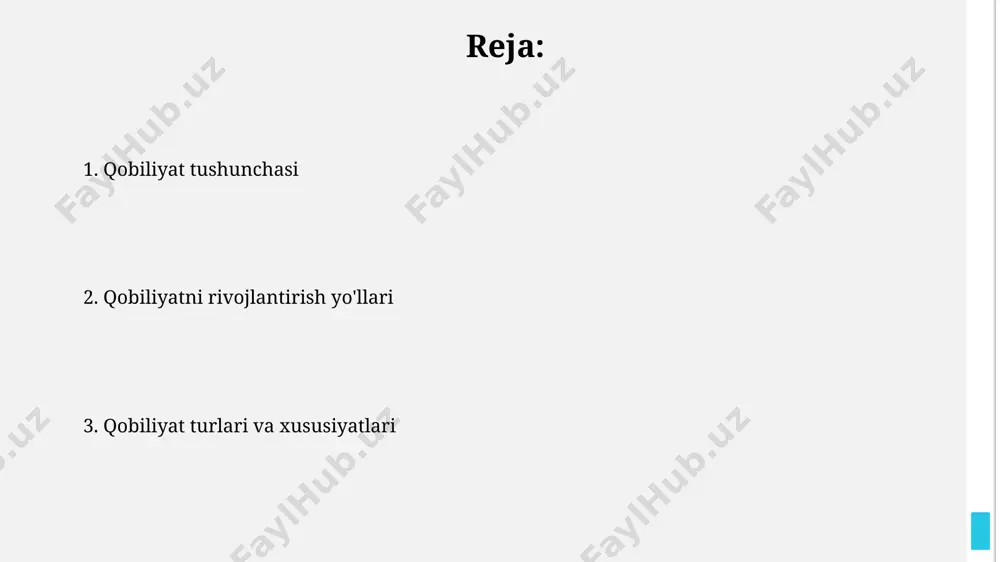 qa kabi, samarqanddagi 100 talik ro‘yxatdagi eng yaxshi 20 talik orasida bo‘lish imkoniyatini belgilaydi. o‘zbekistonning 12 viloyati bo‘yicha o‘tkazilgan tadqiqotlar shuni ko‘rsatdiki, iqtidorli bolalar soni 30% ga yaqin bo‘lib, ularning aksariyati shaharlarda, xususan, toshkent shahrida yashaydi. bu, ta'lim imkoniyatlari bilan bog‘liq. qobiliyat tushunchasi “qobiliyat tushunchasi” psixologiyada 20-asrning 2-yarmidan boshlab, ayniqsa, g’arb mamlakatlari – aqsh va yevropa davlatlarida keng o’rganila boshlandi, bu davrda intellekt nazariyalari va amaliy psixologik testlarning rivojlanishi kuzatildi. toshkent shahridagi pedagogika universitetlarida o‘tkazilgan tadqiqotlar shuni ko‘rsatdiki, bolalarning o’quv faoliyatidagi muvaffaqiyatlarining 30% dan ortig’i ularning turli qobiliyatlarining rivojlanganlik darajasi bilan bog’liq. qobiliyat cheklovlari қобилият чекланган шахсларнинг 2023 йилдаги ўзбекистон бўйлаб тарқалиши 15% дан ортиқ бўлиб, тошкент шаҳрида энг юқори кўрсаткич кузатилган. 100 нафардан ортиқ иштирокчи билан ўтказилган тадқиқотлар кўрсатдики, 70% қобилият чекланган шахслар маълум бир соҳадаги кўникмаларини ривожлантириш учун етарли имкониятларга эга эмас. qobiliyat va muvaffaqiyat muvaffaqiyatga erishish uchun 5 yillik rejani tuzib, har bir yil uchun aniq maqsadlarni …