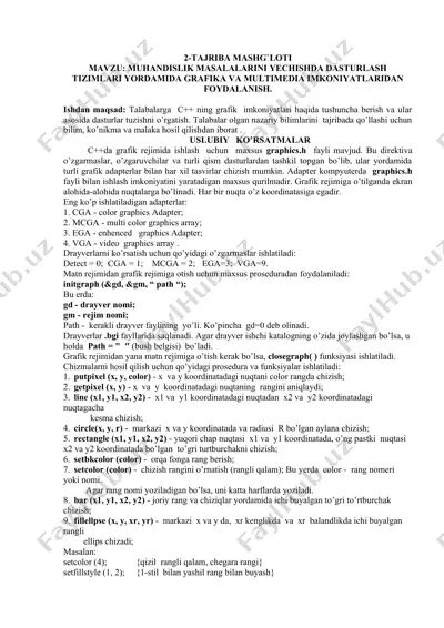 grafiklar va multimedia imkoniyatlari — DOCX