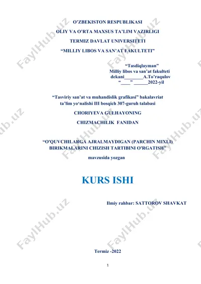 o'quvchilarga ajralmaydigan birikmalarini chizish tartibini o'rgatish — DOCX