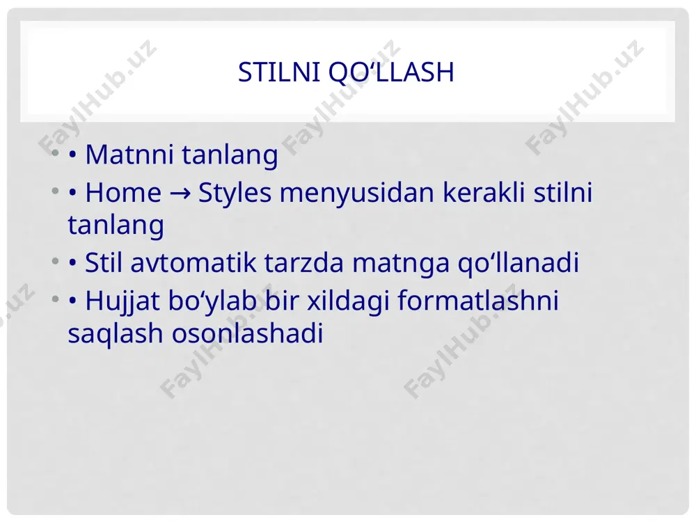 matn stillarini sozlash va ulardan foydalanish - Page 5