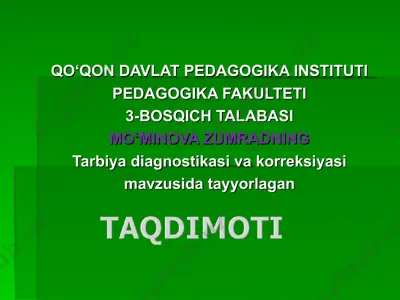 tarbiya diagnostikasi va korreksiyasi — PPT