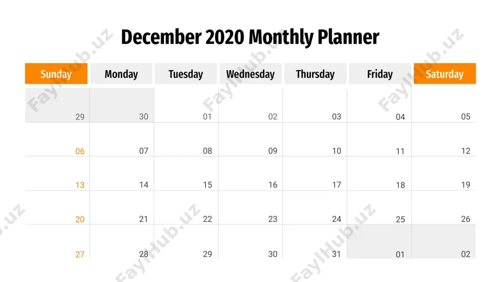 er is the biggest planet of them all saturn is a gas giant and has several rings december 2020 monthly planner su m tu w th f sa 1 2 3 4 5 6 7 8 9 10 11 12 13 14 15 16 17 18 19 20 21 22 23 24 25 26 27 28 29 30 31 december 2020 monthly planner week 49 task 01 week 50 task 02 week 51 task 03 week 52 task 04 week 53 task 05 s m t w t f s december 2020 monthly planner december mo tu we th fr sa su 1 2 3 4 5 6 7 8 9 10 11 12 13 14 15 16 17 18 19 20 21 22 23 24 25 26 27 28 29 30 31 december 2020 monthly planner 29 30 1 2 3 4 5 7 8 9 10 11 12 …