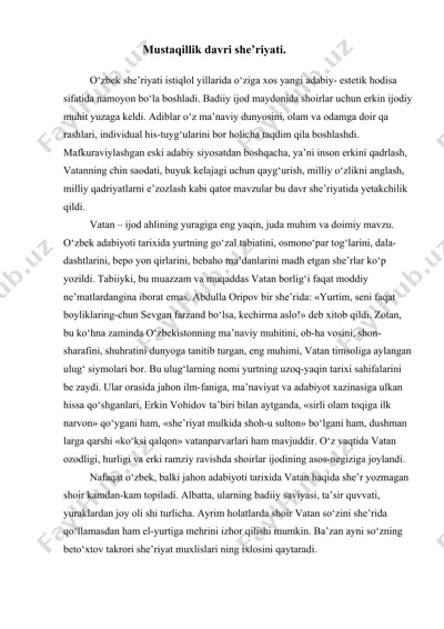 mustaqillik davri she’riyati — DOCX