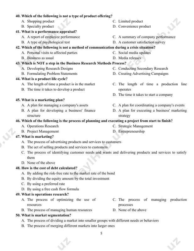 er competitors gained by offering consumers greater value, either through lower prices or by providing greater benefits and service that justifies higher prices b. a skill that is unique to a company c. a type of intellectual property d. a business' brand personality 36. what is a cash budget? a. b. a budget that forecasts cash inflows and outflows c. a budget for purchasing fixed assets d. a budget for developing a marketing campaign e. a budget for planning corporate-level strategies 37. what is the formula for calculating net present value (npv)? a. b. (cash inflows + cash outflows)/(1 + r)n c. (cash inflows - cash outflows)/(1 + r)n d. cash inflows / cash outflows e. (cash inflows - cash outflows) / cash inflows 38. which is not a trait of successful leaders? a. empathy b. initiative c. arrogance d. integrity 39. what is human resource management? a. b. the …