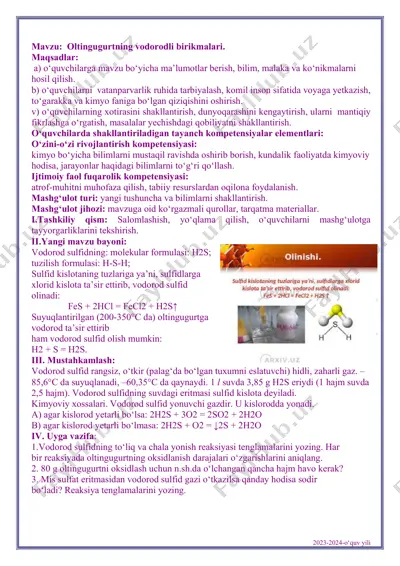 oltingugurtning vodorodli birikmalari — PDF
