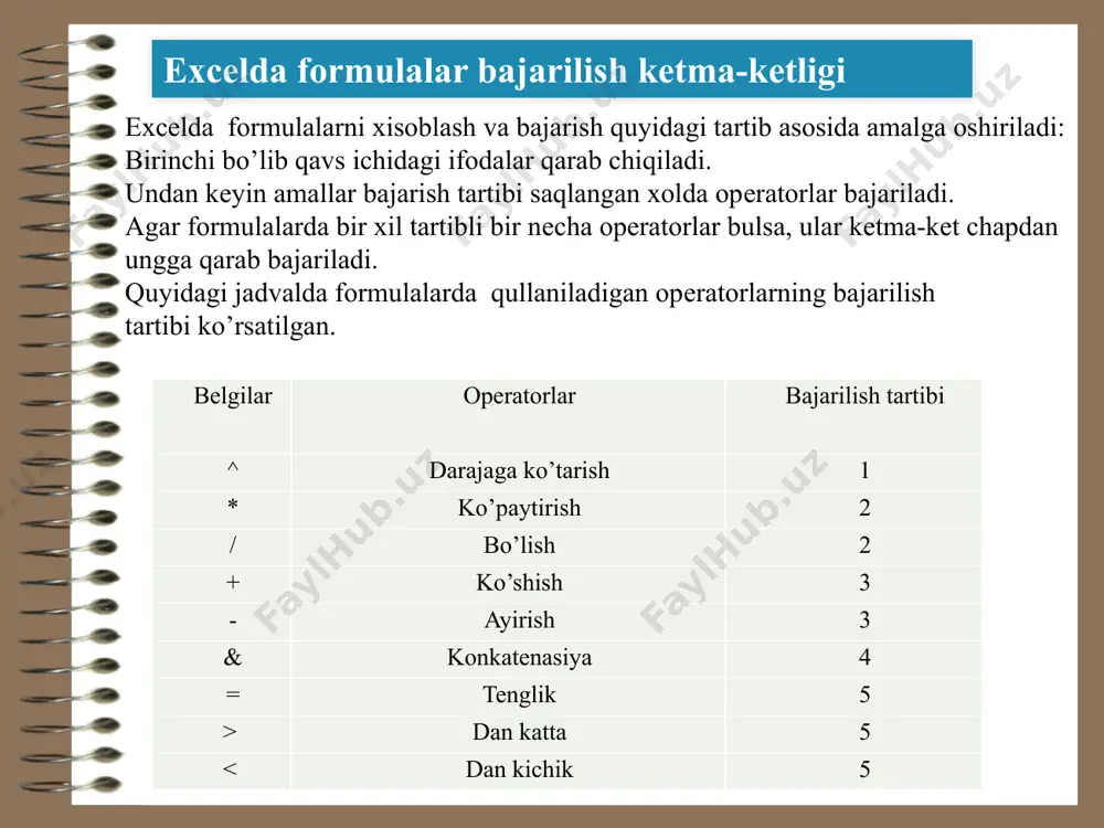 msexcel dasturida formulalar va funksiyalar bilan ishlash - Page 5