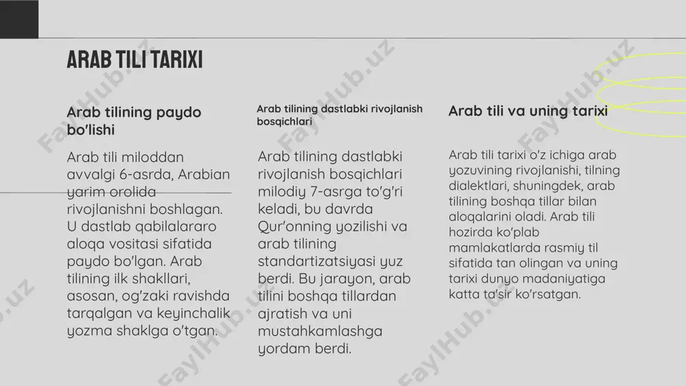 ini o'rganishda mukammal vositalar hisoblanadi, chunki ular tilning amaliyotdagi qo'llanilishi va nazariy asoslarini o'rganishga yordam beradi. metodologiyalar maqsadli tahlil va metodologiyalarni qo'llashda bir qator usullar mavjud. ular orasida anketalar, intervyular, va til tajribalari o'rganish usullari mavjud. ushbu usullar, tadqiqotning maqsadiga qarab, tilning haqiqiy holatini va uning o'zgarishini aniqlashda yordam beradi. qo‘llaniladigan usullar 1. 2. 3. tahlil metodlari arab tilshunosligida qo'llaniladigan asosiy tahlil metodlari sifatida sifatli va miqdoriy yondashuvlar mavjud. sifatli yondashuvlar tilning kontekstual va madaniy jihatlarini o'rganishga qaratilgan bo'lsa, miqdoriy yondashuvlar statistik usullar orqali ma'lumotlarni tahlil qiladi. ushbu metodlar yordamida olingan natijalar tilning rivojlanishi, strukturasi va foydalanishidagi tendensiyalarni aniqlashga yordam beradi. tahlil jarayonidagi qiyinchiliklar tahlil jarayonida bir qator qiyinchiliklar mavjud. birinchidan, arab tilining murakkab grammatikasi va leksikasi tahlilni qiyinlashtiradi. ikkinchidan, tilning dialektal xilma-xilligi tahlil natijalarining bir butunligini ta'minlashda muammolar tug'diradi. masalan, mahalliy lahjalar va ularning o'ziga xos xususiyatlari tahlil jarayonida ko'p vaqt va resurslarni talab qilishi mumkin. ushbu qiyinchiliklarni engish …