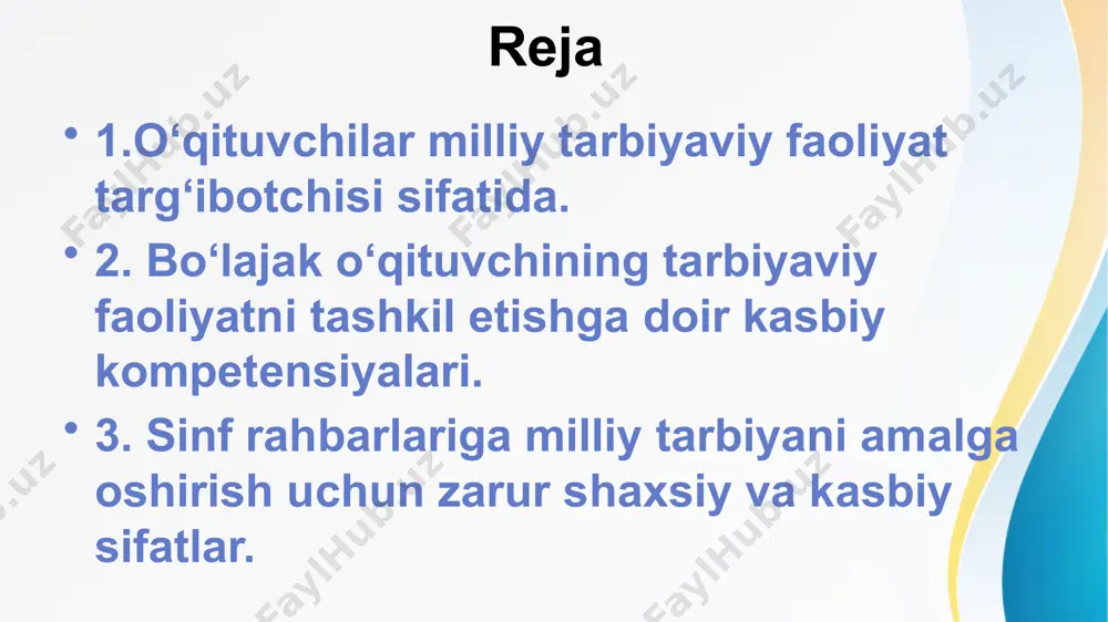 yosh jihatlariga mos hayot iqlimini yaratish, mеhnat, xayriya, ijtimoiy foydali, ijtimoiy ko’ngil ochar va shunga o’xshash tadbirlar tashkil etish lozimki, natijada o’quvchilar o’zlari xoxlagan ishga qo’l ursinlar, muvaffaqiyat hissini to’yib, o’zlariga ishonchlari ortsin, axloqan barqaror bo’lsin. o’qituvchi tarbiyachilik mahoratini oshirib borar ekan, o’zaro munosabatlarning quyidagi qirralariga e'tibor qilishi lozim vatanga muhabbat va insonparvarlik;  ma'naviy tarbiya (odob va axloq);  iqtisodiy tarbiya;  ekologik tarbiya;  go’zallik tarbiyasi;  jismoniy tarbiya;  ota - onalar bilan ishlash. dеmak, o’qituvchi jamiyat hayotida yеtakchi o’rin tutuvchi murakkab shaxs strukturasiga ega bo’lgan insonning kasbiy qiyofasidir. ijtimoiy turmushning barcha sohalarida erishilgan yutuqlarning zaminida uning mеhnatining natijalari yotadi. o’qituvchilar tayyorlash jarayonida, ularning ham pеdagogik, ham psixologik tayyorgarligi va bilimli, muomala madaniyati, milliy va milliy psixologik omillarni e'tiborga olish kеrak. yuksak saviyali zo’r mahoratli tarbiyachilargina xalq orzusidagi barkamol insonni tarbiyalaydi. turkistonda milliy uyg’onishning vujudga kеlishi quyidagi nazariy ta'limotlar asosida olib borildi: o’zbеk xalqining mustamlakachilik zulmidan ozod …