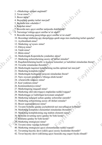 marketing asoslari — DOCX