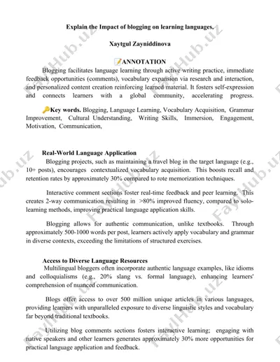 impact of blogging on language learning — DOCX