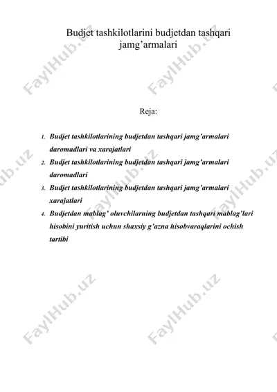 budjet tashkilotlarini budjetdan tashqari jamg’armalari — DOC