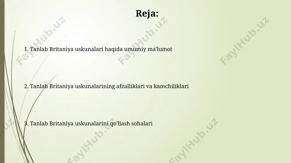 an mikro- frezalash stanoklari, buxoroda joylashgan yuqori texnologiyali ishlab chiqarishda murakkab detallarni ishlab chiqarishda ishlatilmoqda. tanlab britaniya uskunalari, masalan, 50 kvt quvvatga ega generatorlar, samarqanddagi katta sanoat korxonalarida elektr ta'minoti uzilishlarining oldini olishda muvaffaqiyatli qo'llanilmoqda. texnik xususiyatlar va parametrlar tanlab britaniya uskunalarining yuqori aniqlikdagi o'lchov sensorlari 0,01 mm gacha aniqlik bilan o'lchovlarni amalga oshirishi mumkin va bu buyuk britaniyaning manchester shahridagi zavodlarda ishlab chiqariladi. tanlab uskunaning ishlab chiqarish quvvati soatiga 1000 dona buyumni qayta ishlash imkoniyatini beradi va bu york shahridagi mustaqil ekspertizadan o'tgan. tanlab britaniya uskunalari haqida umumiy ma'lumot britaniya ishlab chiqaruvchilari tomonidan taqdim etilayotgan uskunalar, jumladan, 20 dan ortiq turdagi mikroskoplar, london va manchesterdagi ilmiy markazlarda o'z samaradorligini isbotlagan. tanlab britaniya uskunalari, masalan, 50 dan ortiq yillik tajribaga ega bo'lgan "labtech" kompaniyasining yuqori aniqlikdagi spektrofotometrlarini o'z ichiga oladi va buyuk britaniyaning turli laboratoriyalarida keng qo'llaniladi. e'tiboringiz uchun rahmat @taqdimot_robot image1.jpg image2.jpg image3.jpg image4.jpg image5.jpg image6.jpg image7.jpg