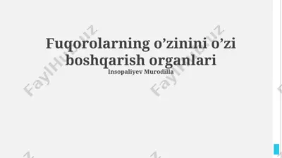 fuqorolarning o’zinini o’zi boshqarish organlari — PPTX